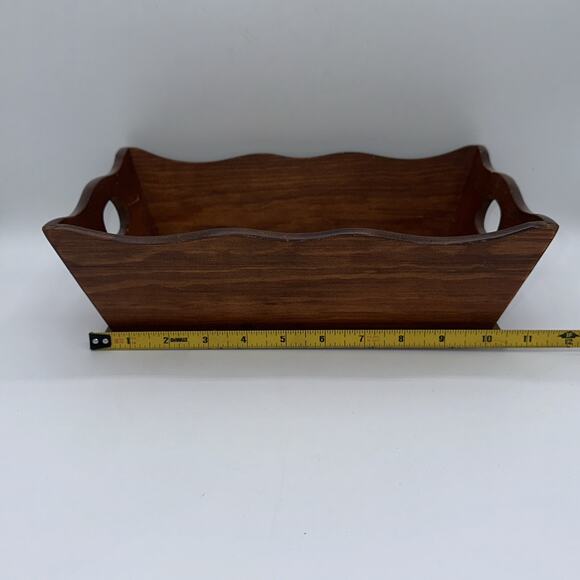 Antique Heated Tile Bread Dinner Rolls Serving Tray Wooden Tray 11” - Picture 6 of 6